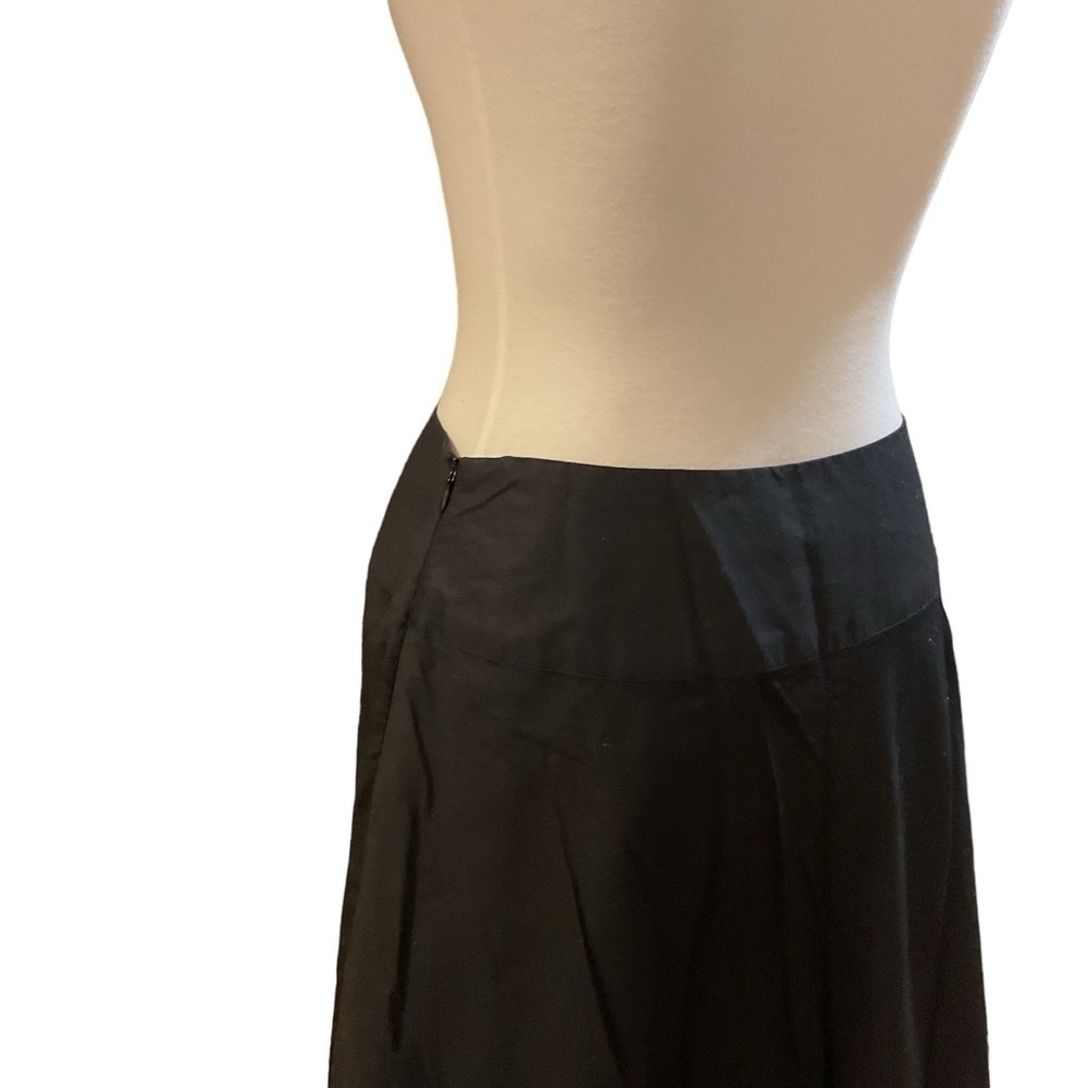 SLB A Line Embroidered Mid Calf Tea Length Black Skirt Size 4 - Picture 8 of 9
